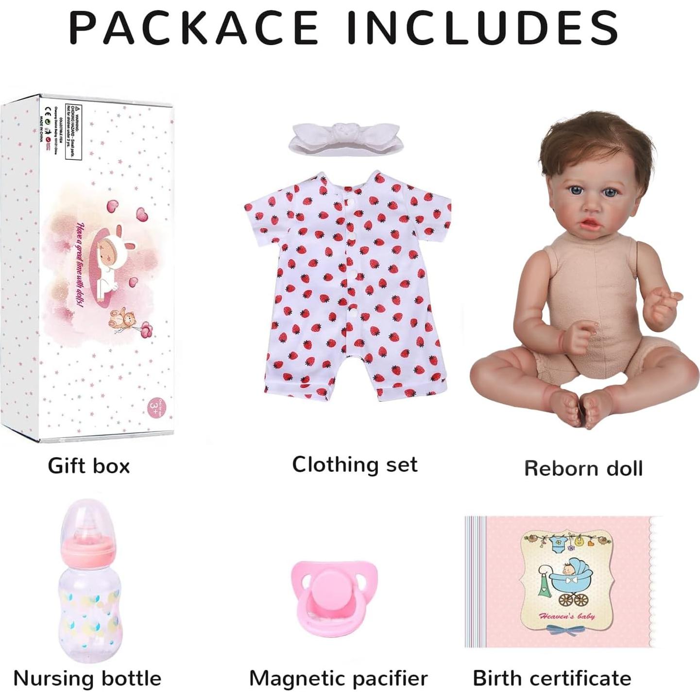 Muñeca Reborn KSBD 20" Realista con Accesorios para Niños 3+