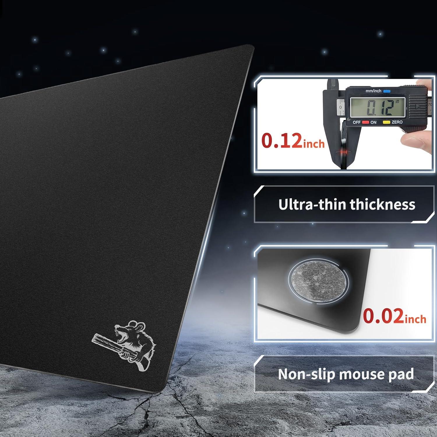 Glass Gaming Mouse Pad 400mm x 500mm FPS Game Special Tempered Glass Durable 3mm Thickness Accurately and Quickly Shoot Opponents (400mm x 500mm, Black)