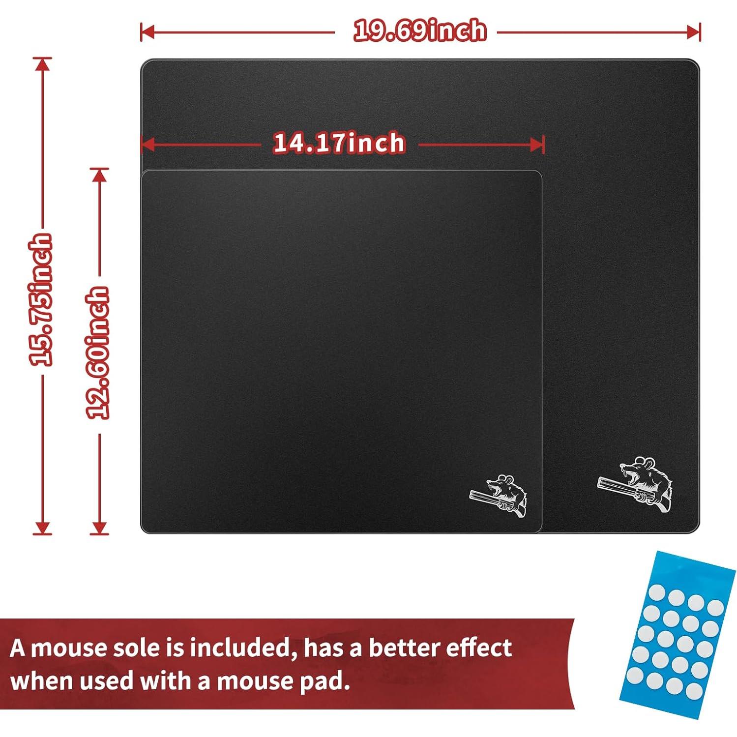 Glass Gaming Mouse Pad 400mm x 500mm FPS Game Special Tempered Glass Durable 3mm Thickness Accurately and Quickly Shoot Opponents (400mm x 500mm, Black)