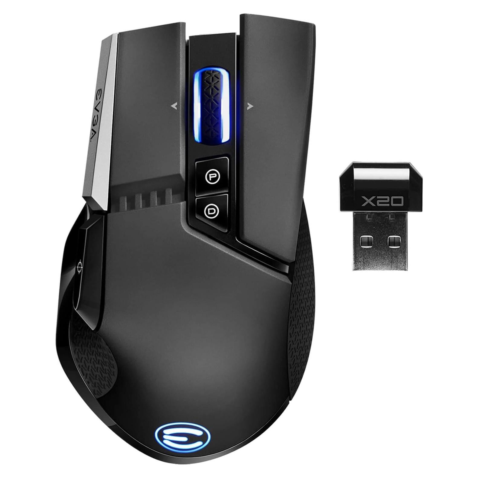 Ratón Gaming Inalámbrico EVGA X20 Negro 16000 DPI 10 Botones