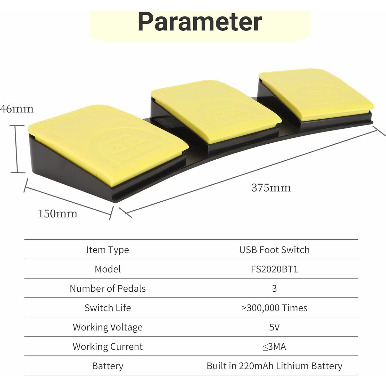 Pedal de Pie USB Genérico FS2020BT1 Programable Mecánico