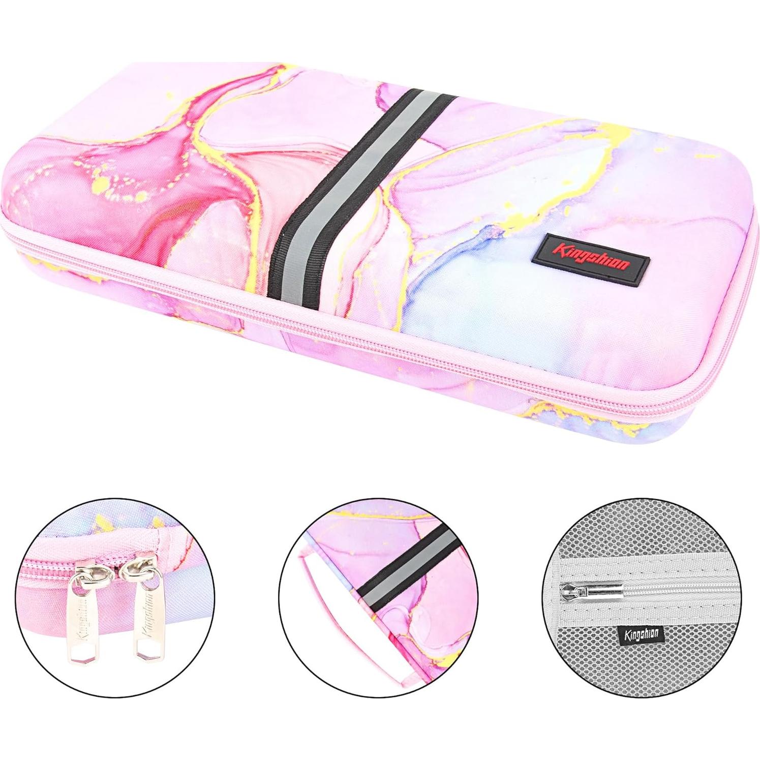 Hard Shell Travel Bag, 75% Keyboard Case Compatible with Keychron K2,Melgeek,Logitech POP Keys Mechanical,MX Mechanical Mini Wireless Keyboard,84 Key Wireless Portable Keyboard-Pink contrast