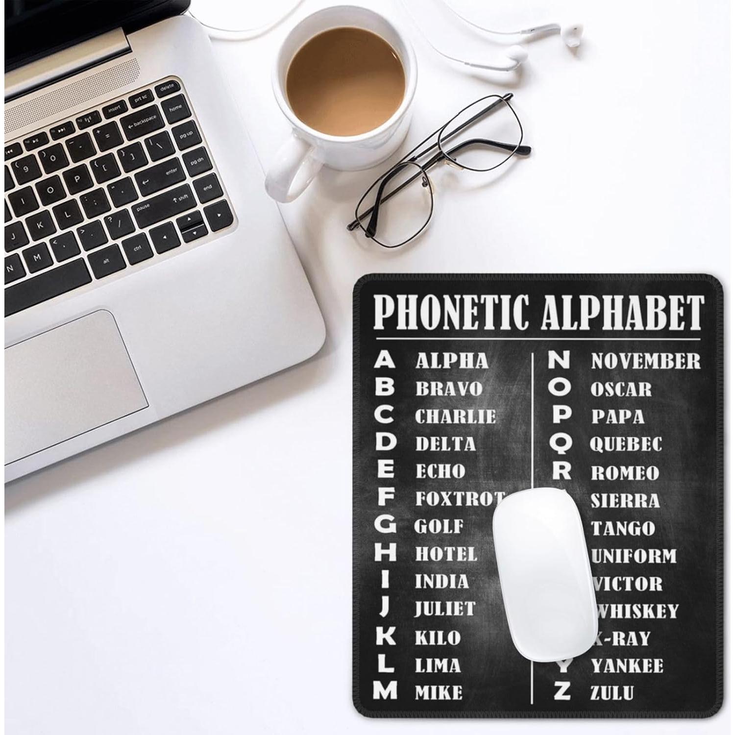 Phonetic Alphabet Knowledge Educational Water Resistant Mouse Pad with Stitched Edge Computer Mouse Mat with Anti-Slip Rubber Base for Office Laptop Gaming Working 10 X 12 in, style-10