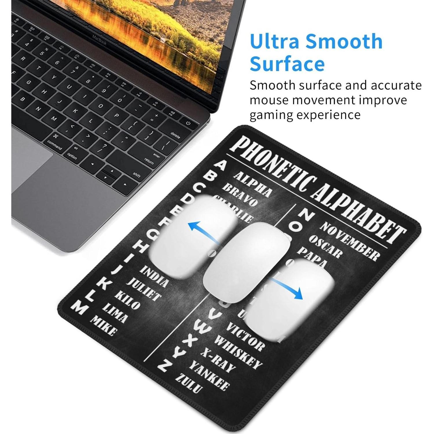 Phonetic Alphabet Knowledge Educational Water Resistant Mouse Pad with Stitched Edge Computer Mouse Mat with Anti-Slip Rubber Base for Office Laptop Gaming Working 10 X 12 in, style-10