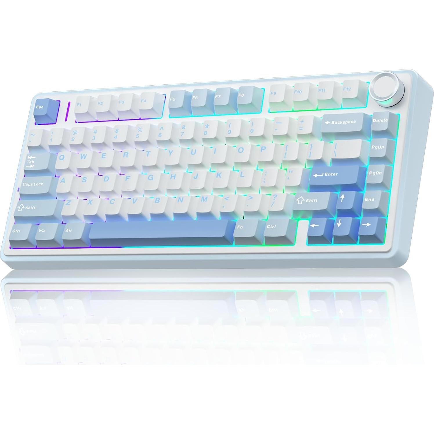 AULA Wireless Keyboard Combo, F75 75% Mechanical Keyboard, Hot Swappable + SC580 Wireless Gaming Mouse, White