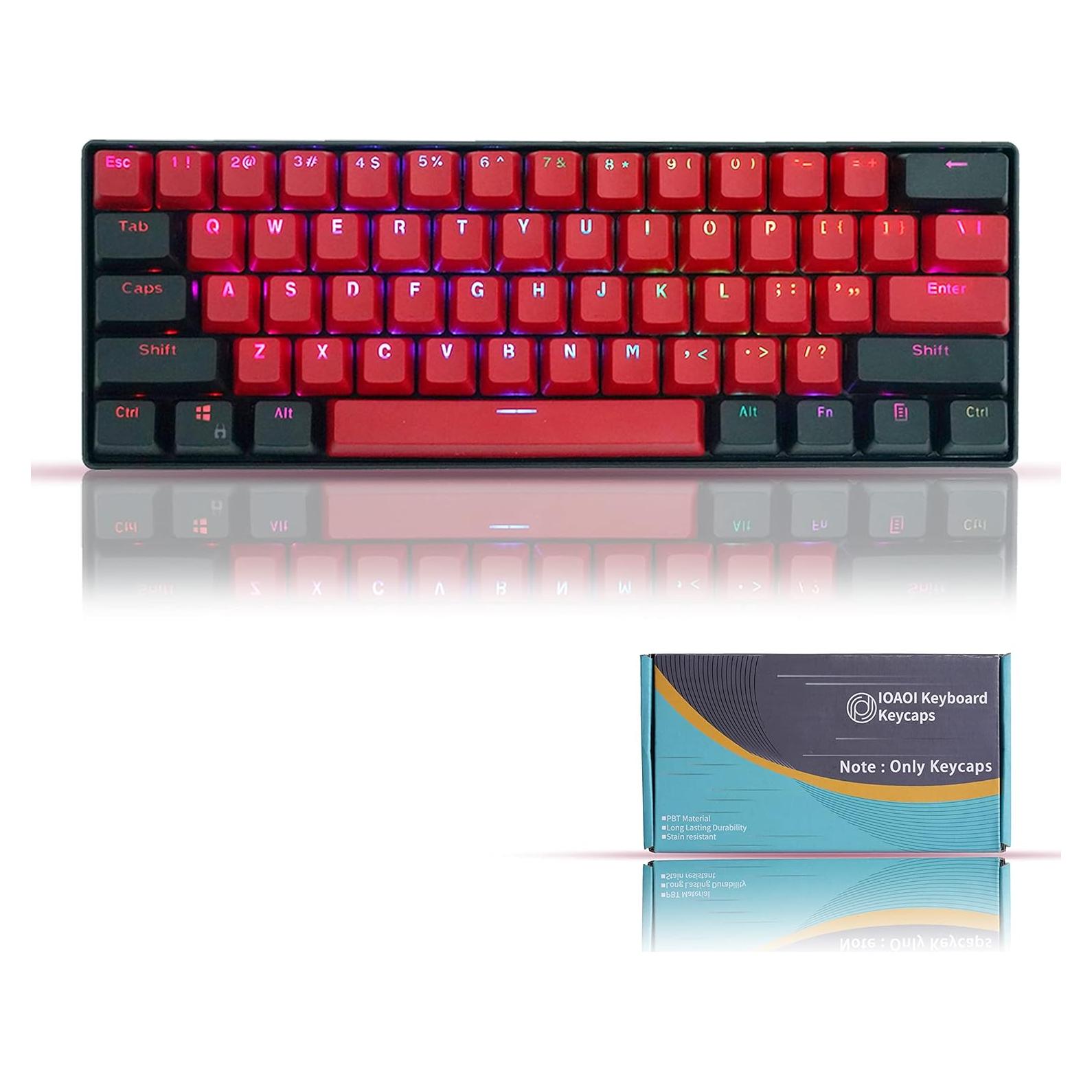Conjunto de 61 Teclas PBT IOAOI para Teclados Mecánicos - Rojo y Negro