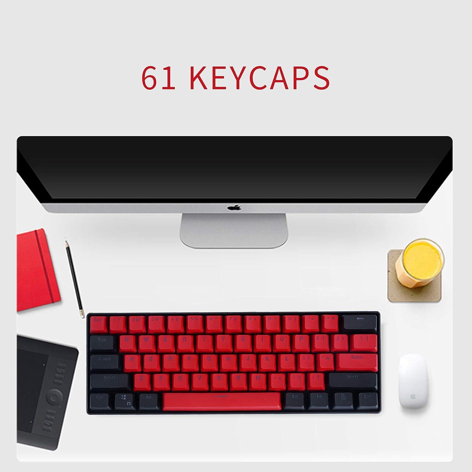 Conjunto de 61 Teclas PBT IOAOI para Teclados Mecánicos - Rojo y Negro