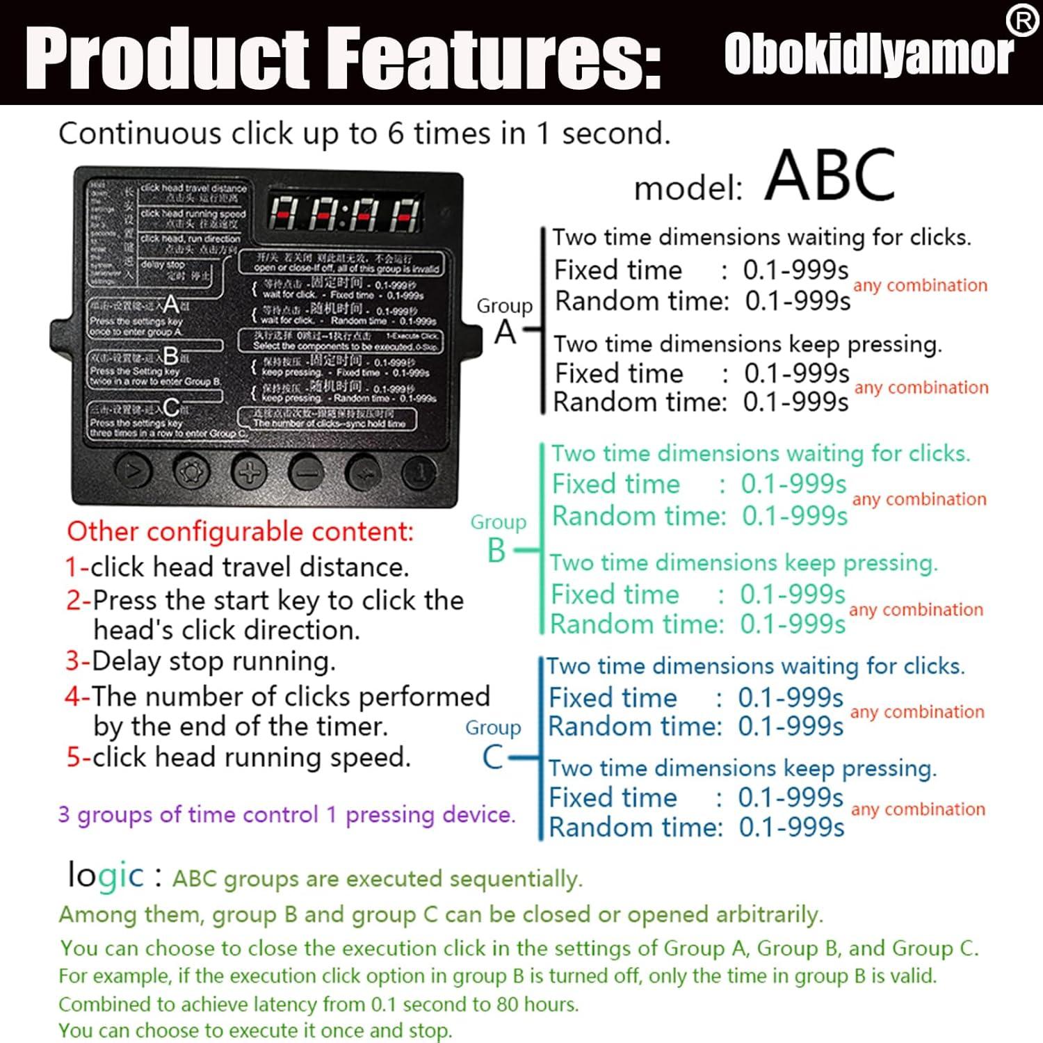 Physical Click Auto Keyboard Clicker Mouse Jigglier;Auto Random Clicking Game Assist; Mouse Mover Auto clicking Tool (ABC)
