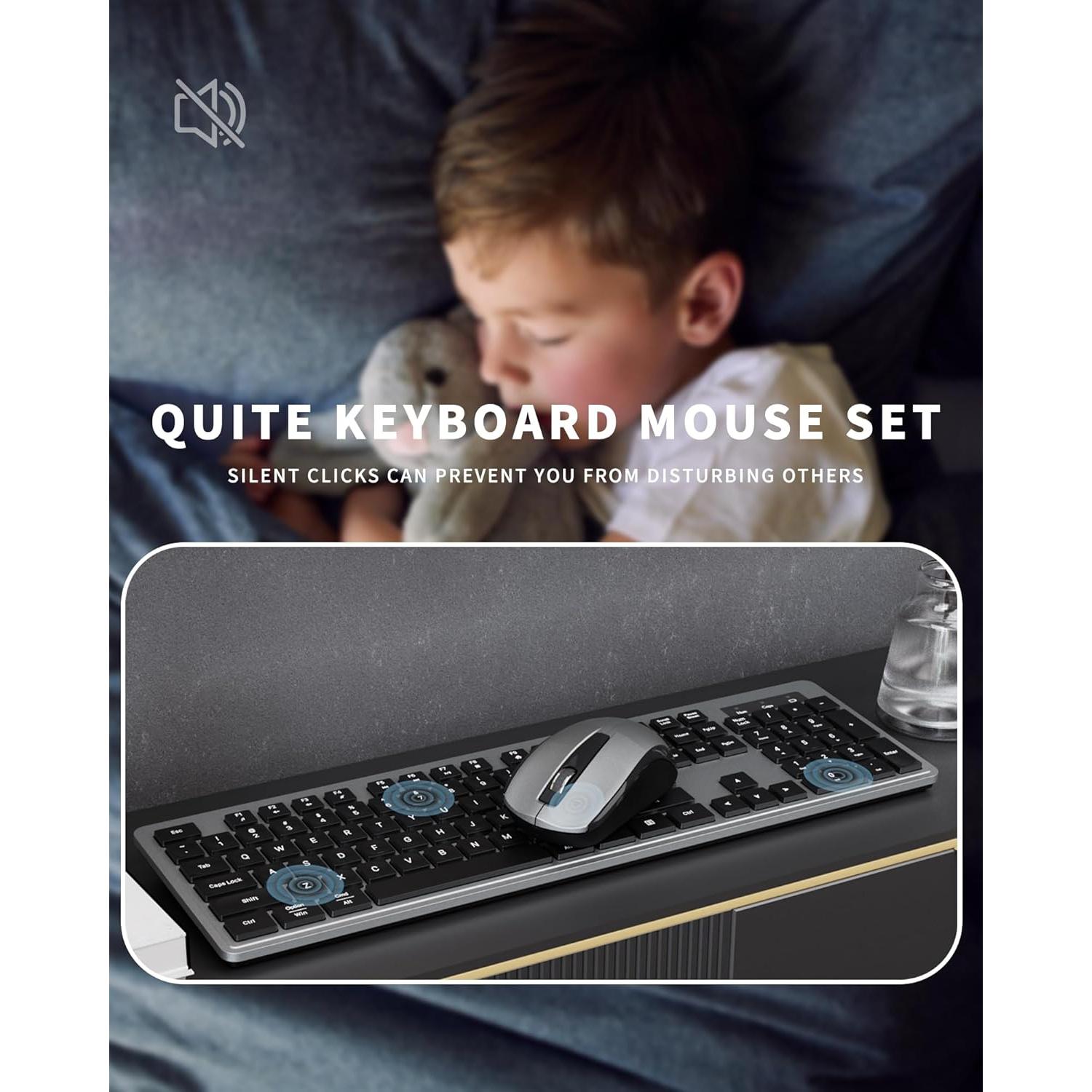 Combo Teclado y Ratón Inalámbrico YUNSHAN K670-F624 Gris Negro