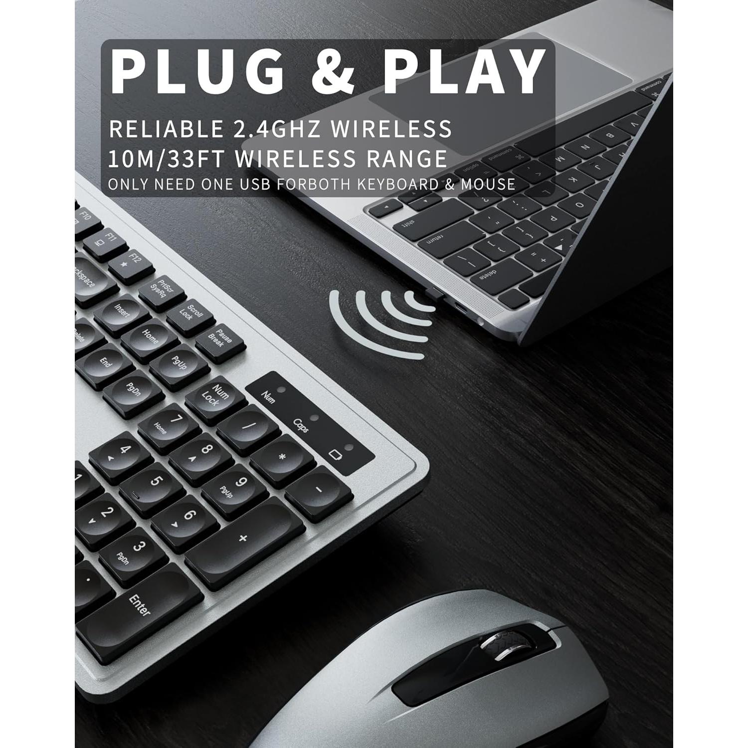 Combo Teclado y Ratón Inalámbrico YUNSHAN K670-F624 Gris Negro