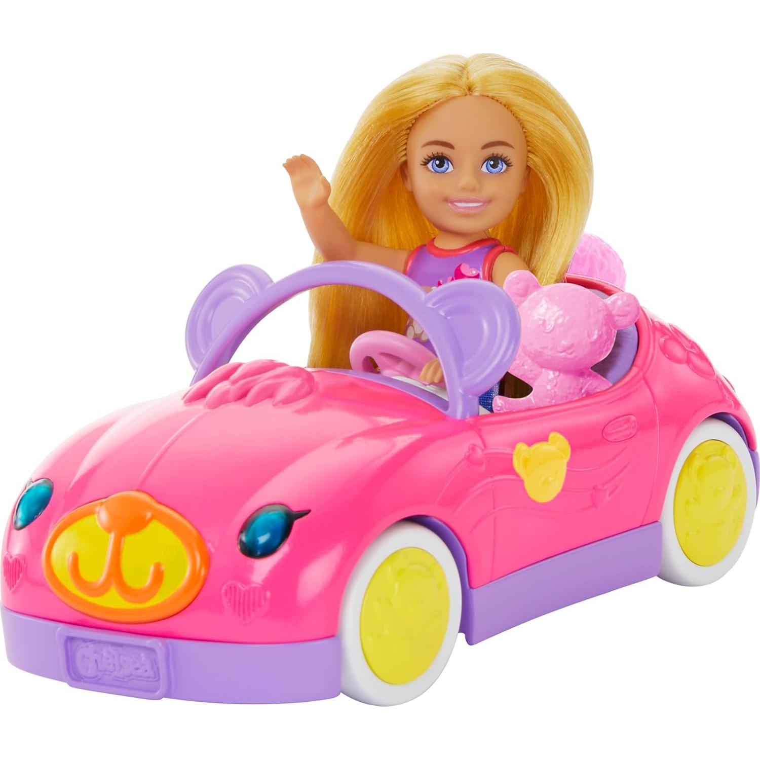 Coche de juguete Barbie Chelsea con oso de peluche 8,3x16,7cm