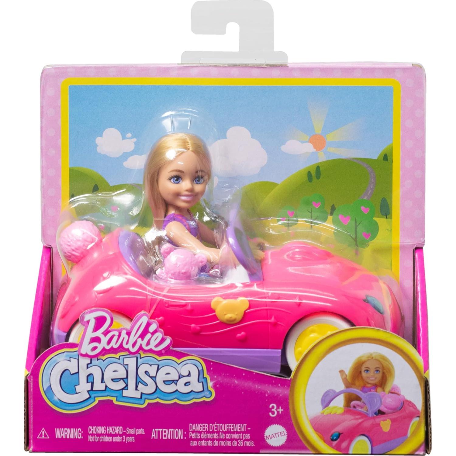 Coche de juguete Barbie Chelsea con oso de peluche 8,3x16,7cm