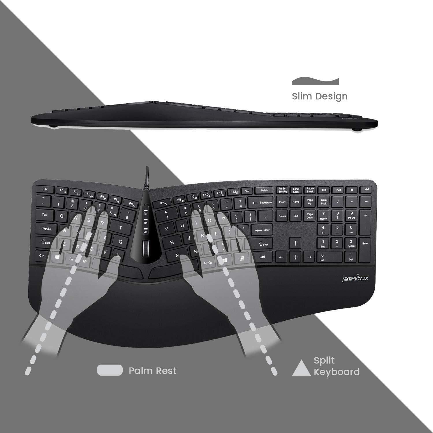 Combo Teclado Ergonómico Dividido USB Perixx Periduo-505
