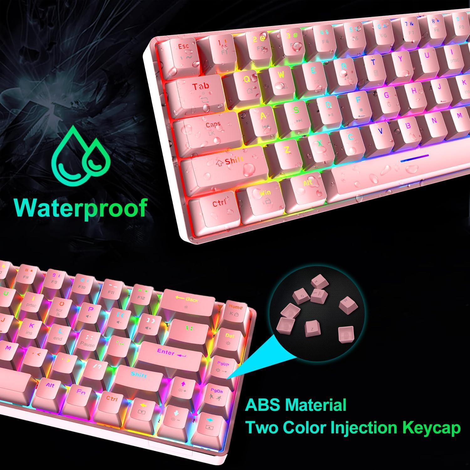 Combo Teclado Mecánico Gaming y Ratón LexonElec 68 Teclas RGB