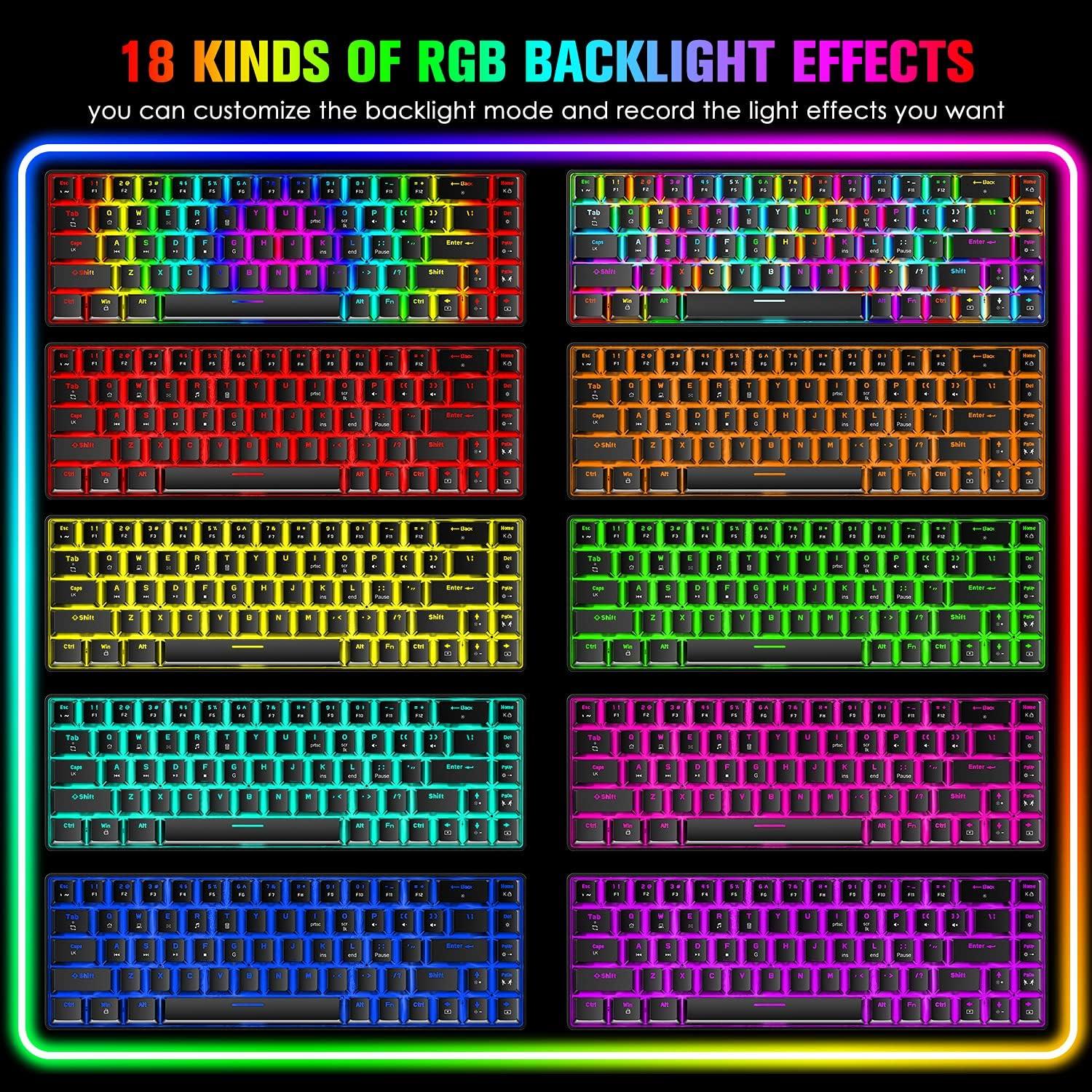 Combo Teclado Mecánico Gaming y Ratón LexonElec 68 Teclas RGB