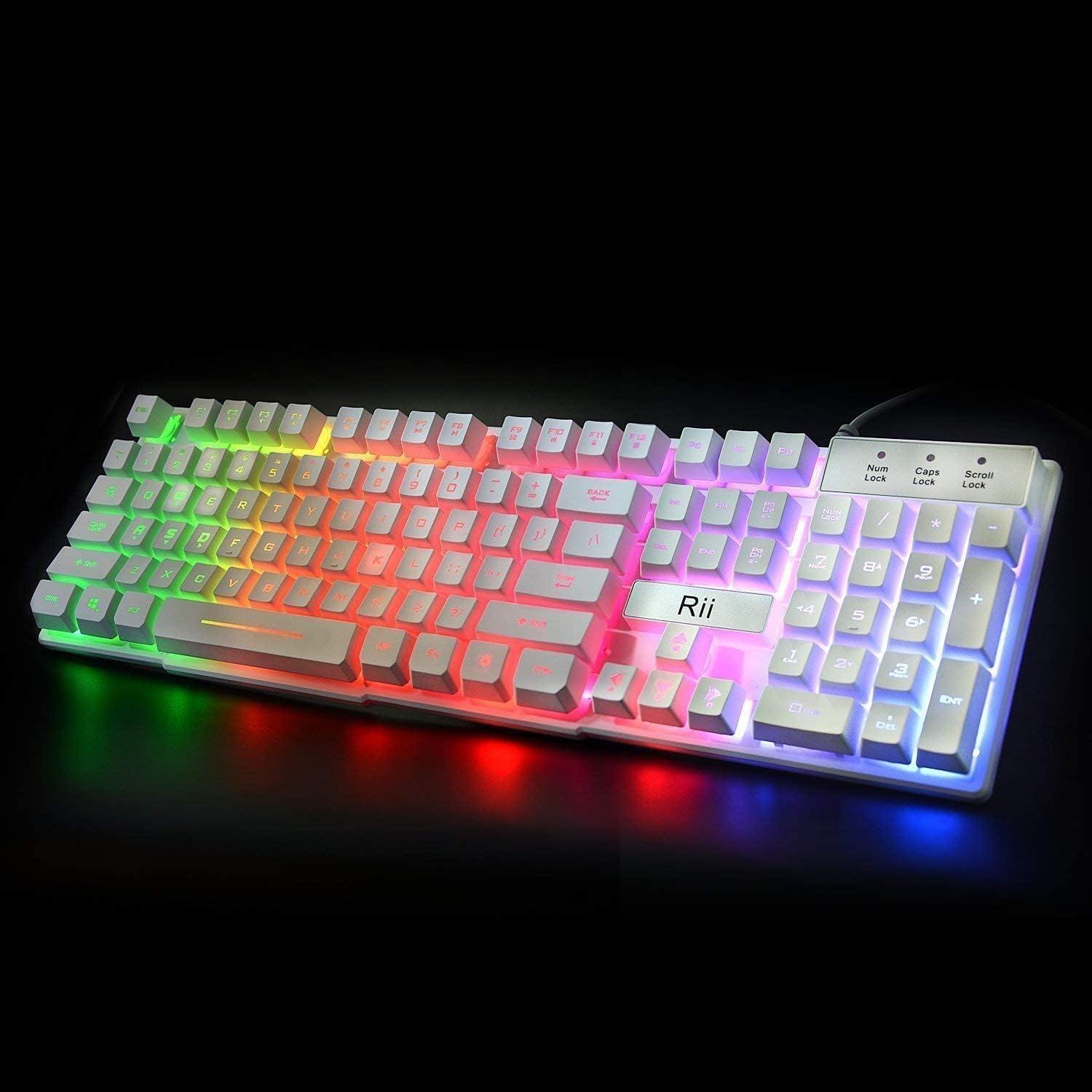 Teclado Gaming Rii RK100+ Blanco USB Retroiluminación LED