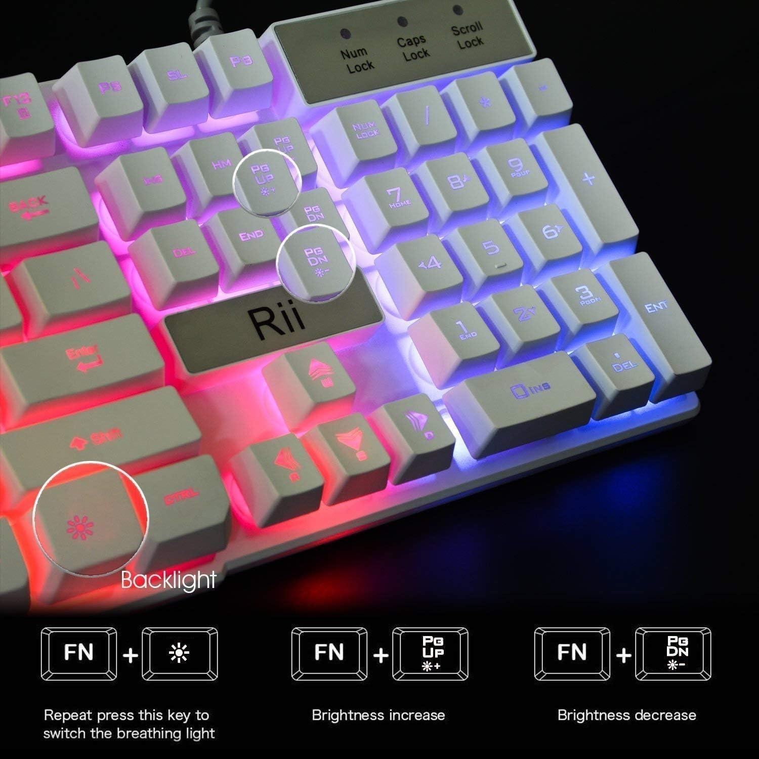 Teclado Gaming Rii RK100+ Blanco USB Retroiluminación LED