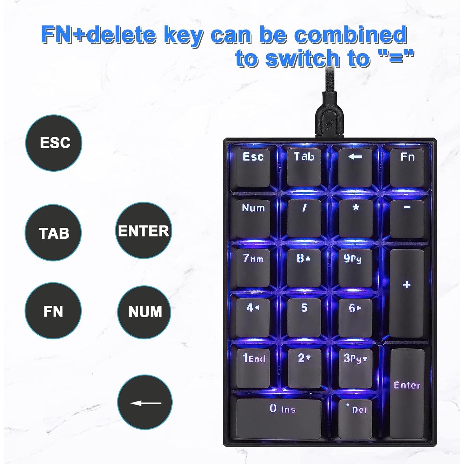 Teclado Numérico Mecánico MOTOSPEED K23 Rojo USB 21 Teclas