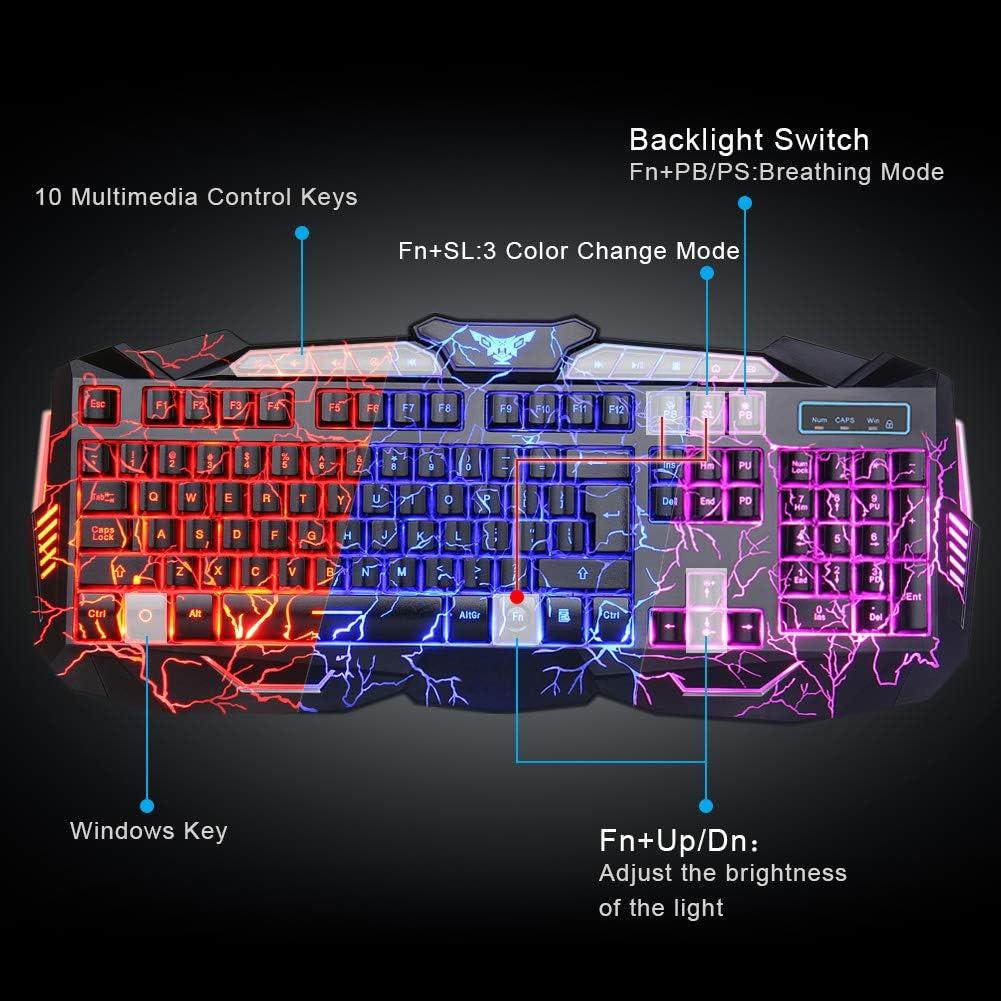 Combo Gaming BlueFinger: Teclado, Ratón y Auriculares LED