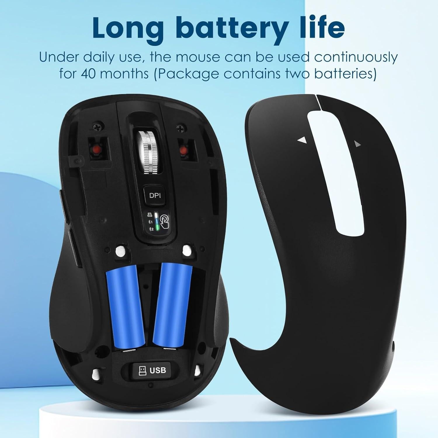 Ratón Inalámbrico CITLLA L360 Bluetooth y USB, Silencioso, Ergonomía