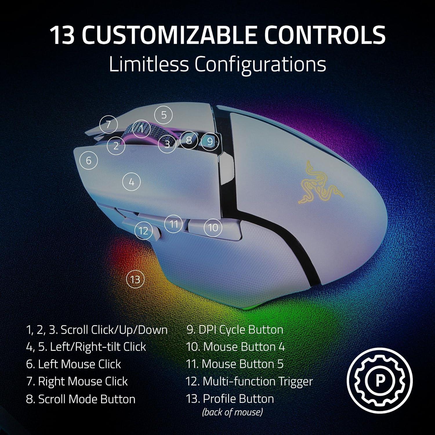 Razer Basilisk V3 Pro Ratón Inalámbrico para Juegos Blanco