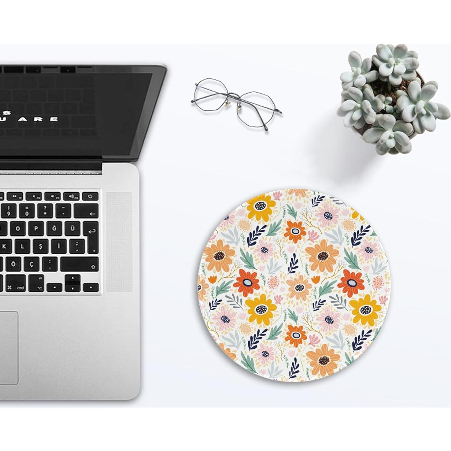 Alfombrilla de Escritorio Redonda KOAIWPAE Floral Vintage 22.35 cm