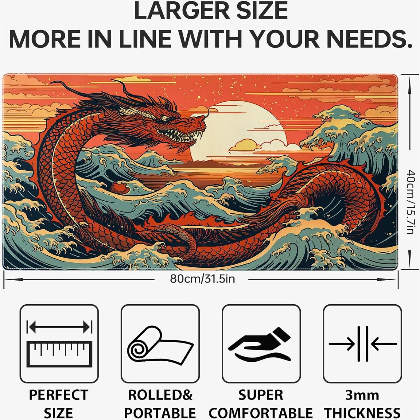 Alfombrilla de Ratón Nowdezi XXL Ola Japonesa Sea Dragon 80x40cm