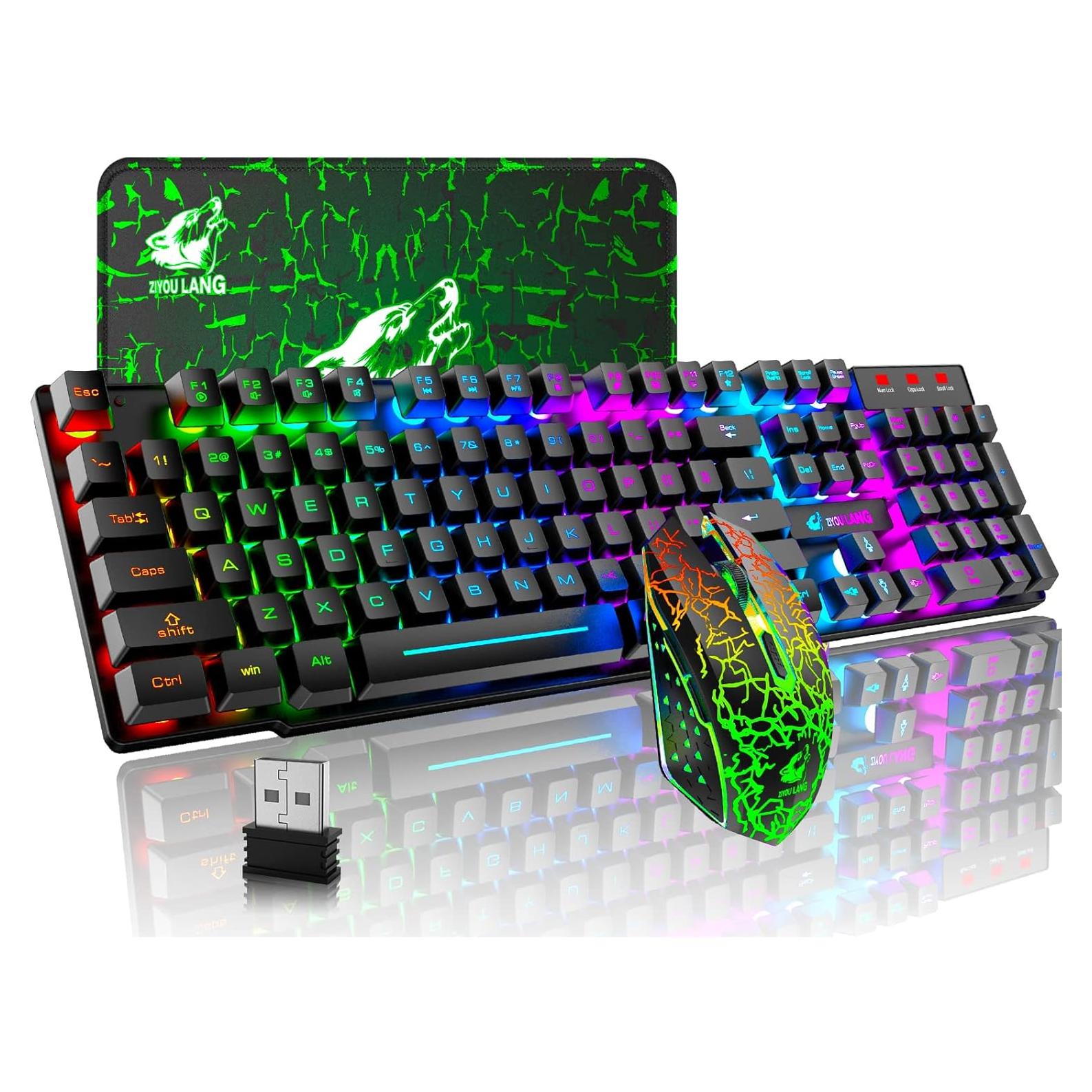 Combo Teclado y Ratón Gaming Inalámbrico FELiCON Arcoíris