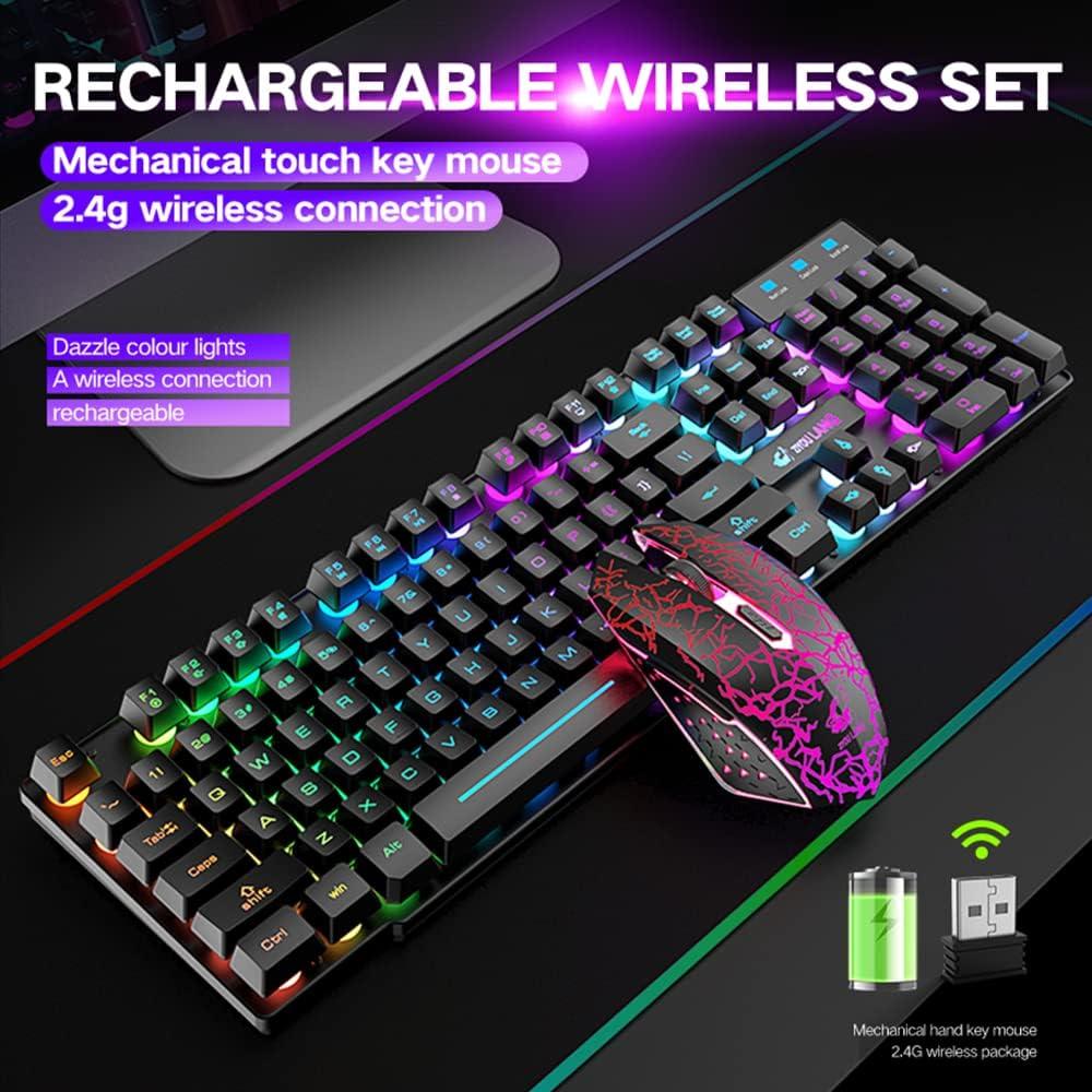 Combo Teclado y Ratón Gaming Inalámbrico FELiCON Arcoíris