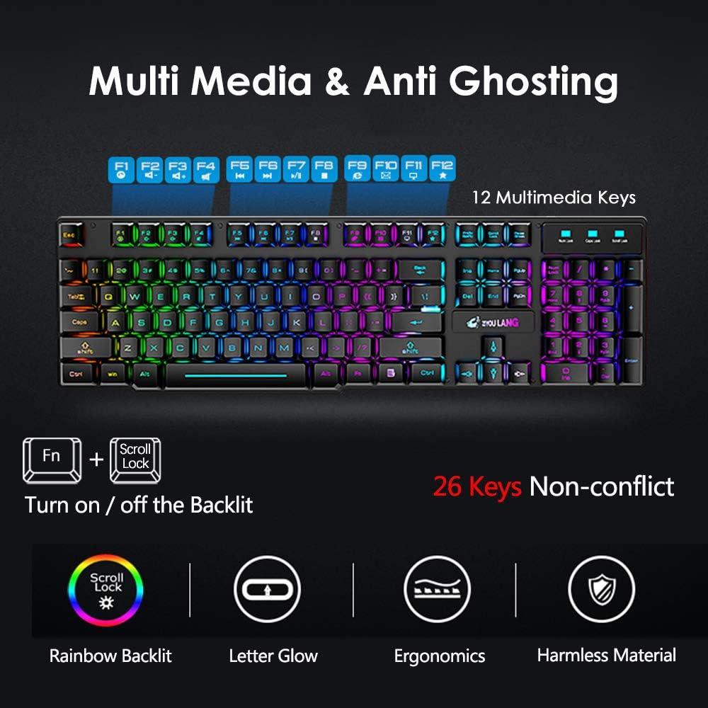 Combo Teclado y Ratón Gaming Inalámbrico FELiCON Arcoíris