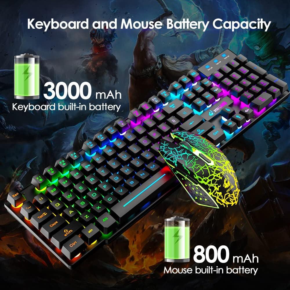 Combo Teclado y Ratón Gaming Inalámbrico FELiCON Arcoíris