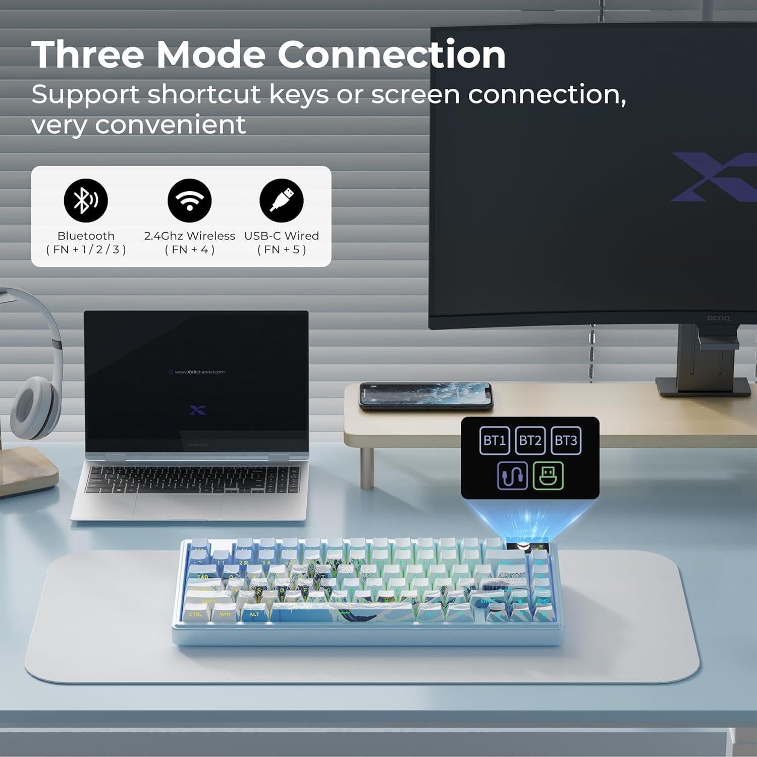 Teclado Gaming Mecánico Inalámbrico XVX K75 Pro 75% RGB