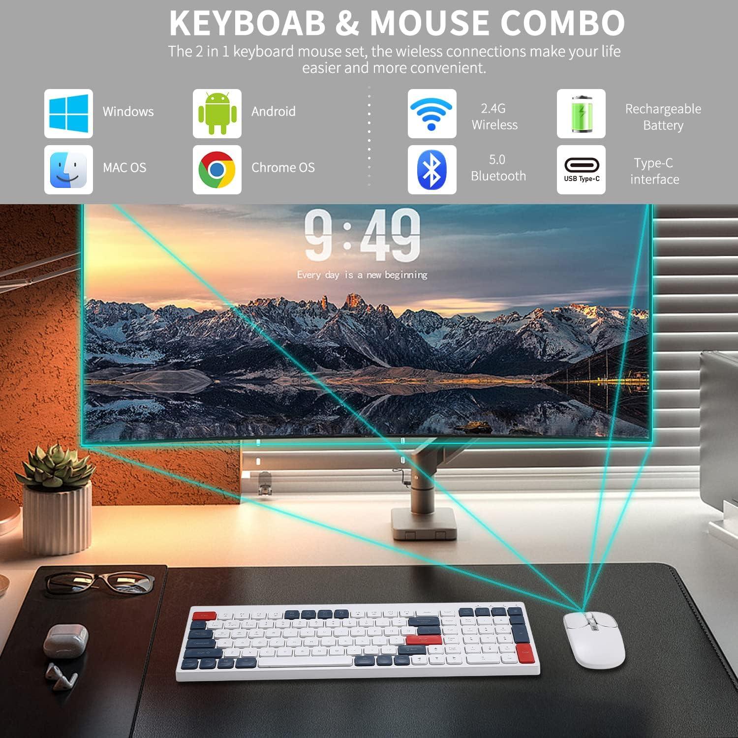 Combo Teclado y Ratón Inalámbrico KEDAFE Verde Recargable