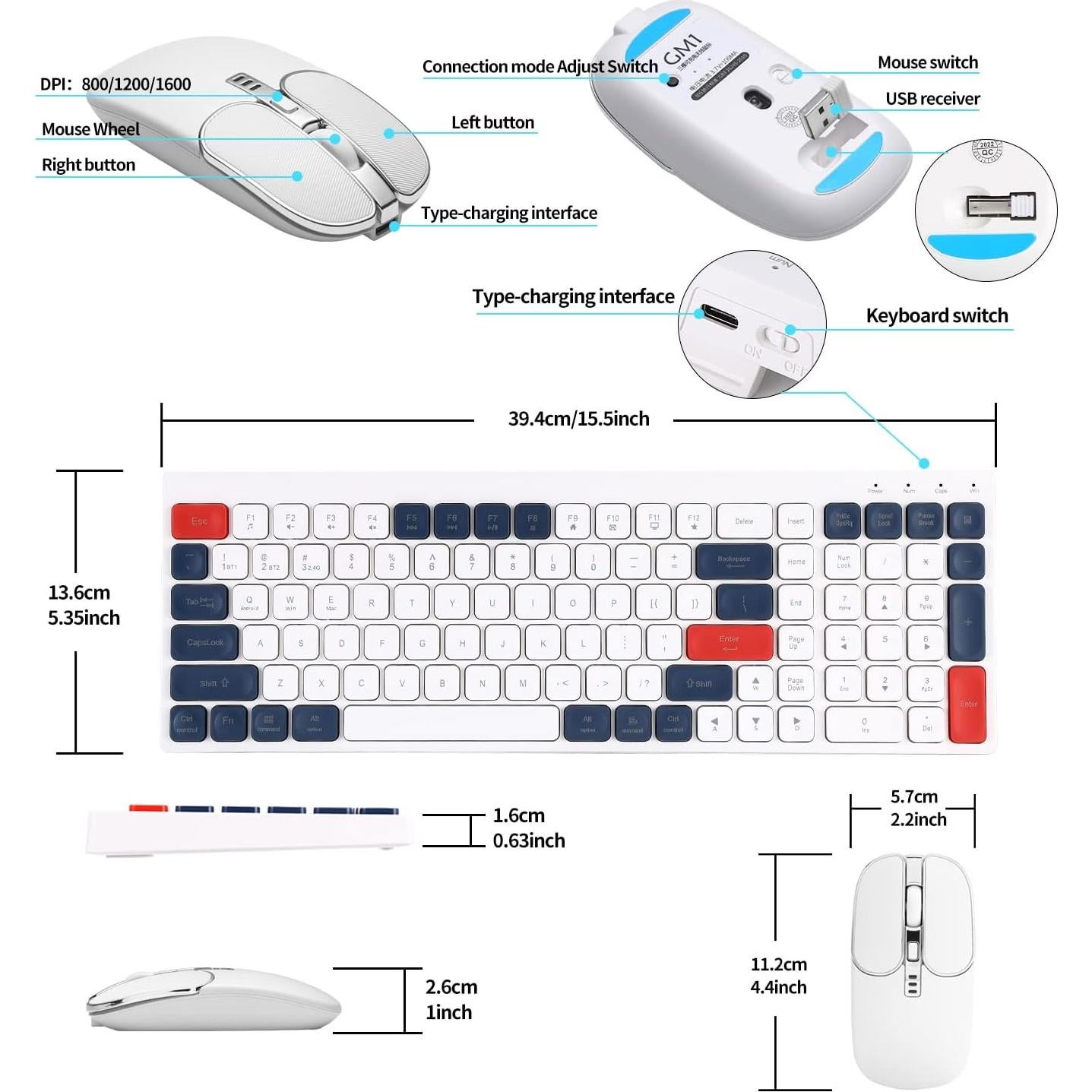 Combo Teclado y Ratón Inalámbrico KEDAFE Verde Recargable