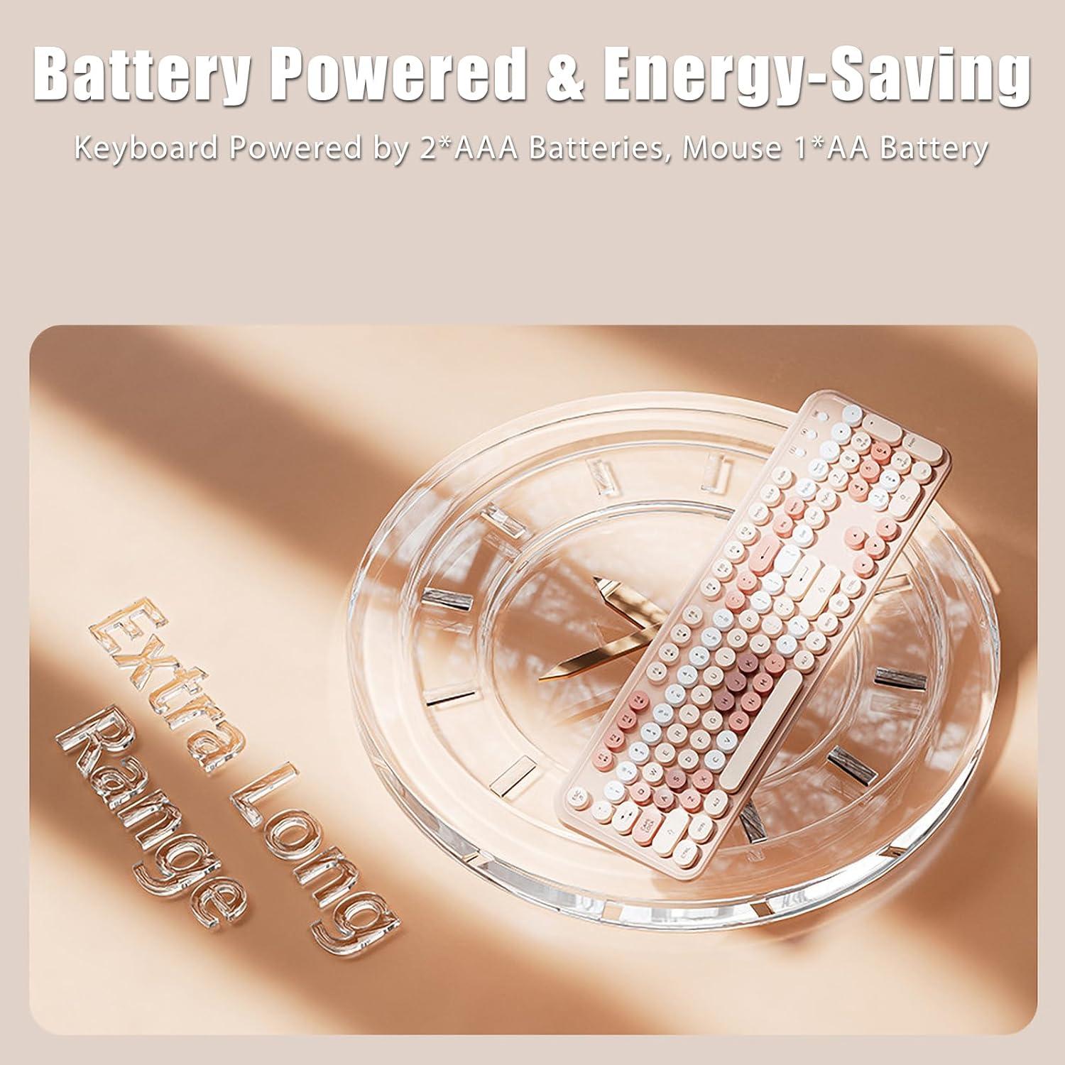 Combo Teclado y Ratón Inalámbrico TISHLED Verde Retro 105 Teclas