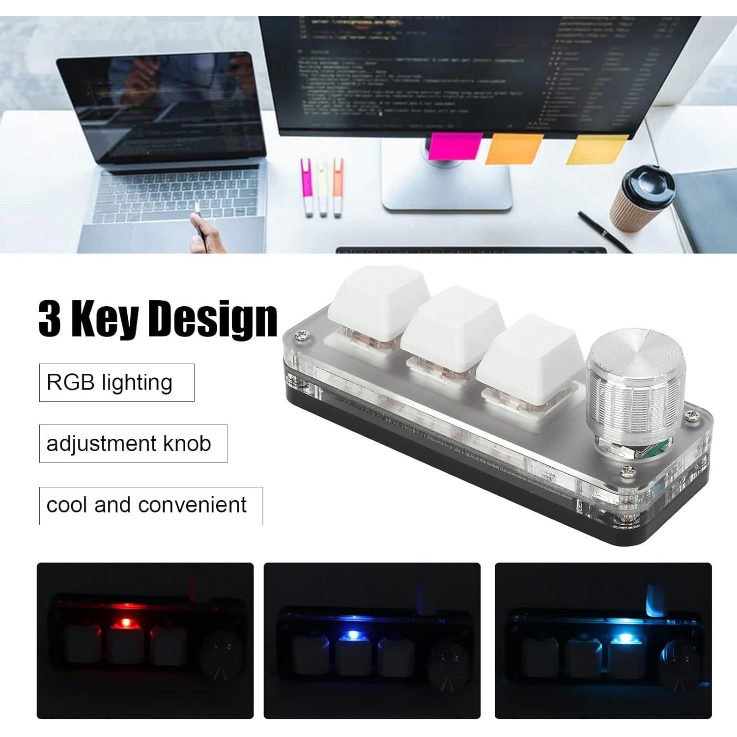 Teclado Mecánico Mini Yoidesu 3 Teclas RGB Programable