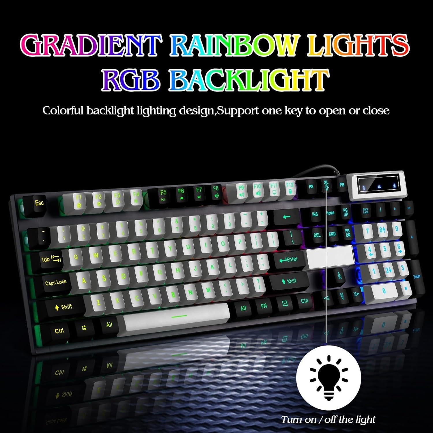 Teclado Gaming Mecánico Guiheng Retroiluminado USB Compacto