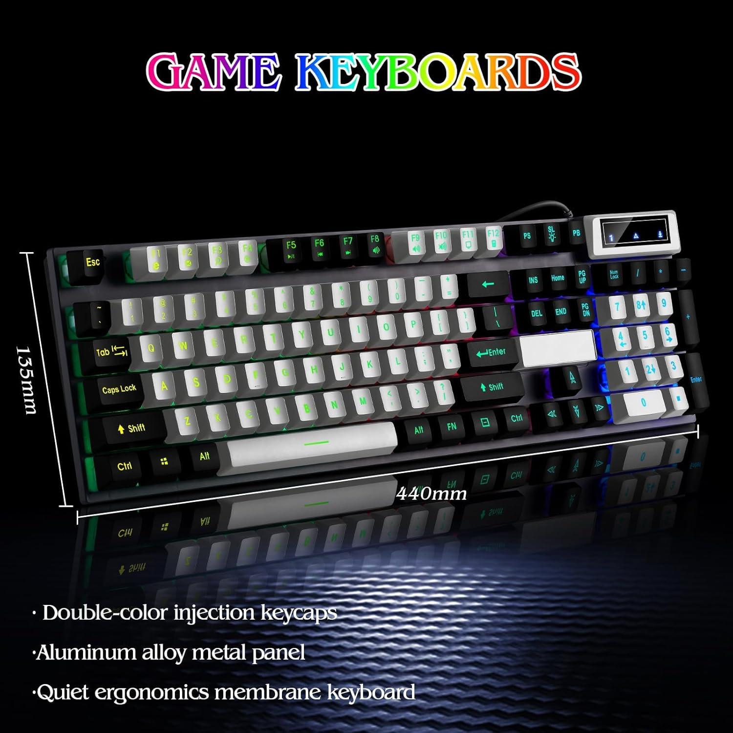 Teclado Gaming Mecánico Guiheng Retroiluminado USB Compacto