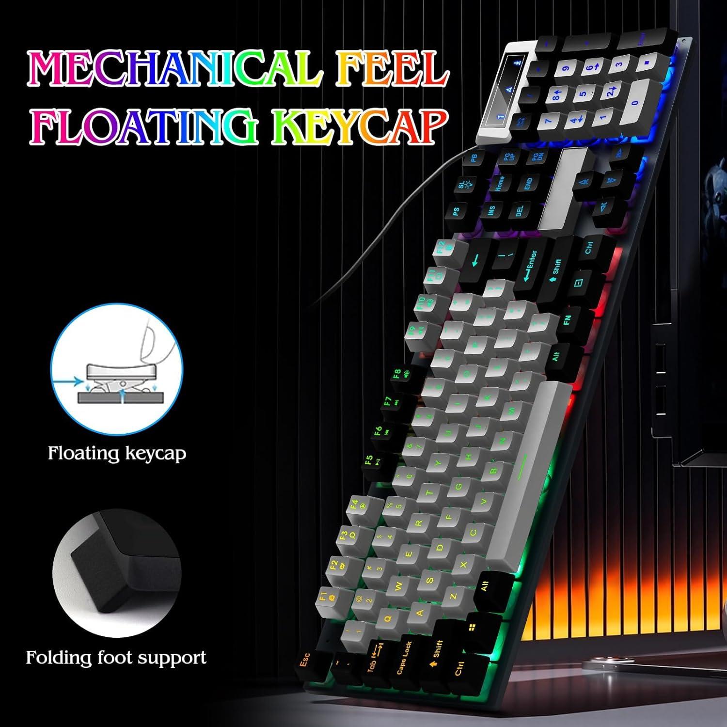 Teclado Gaming Mecánico Guiheng Retroiluminado USB Compacto