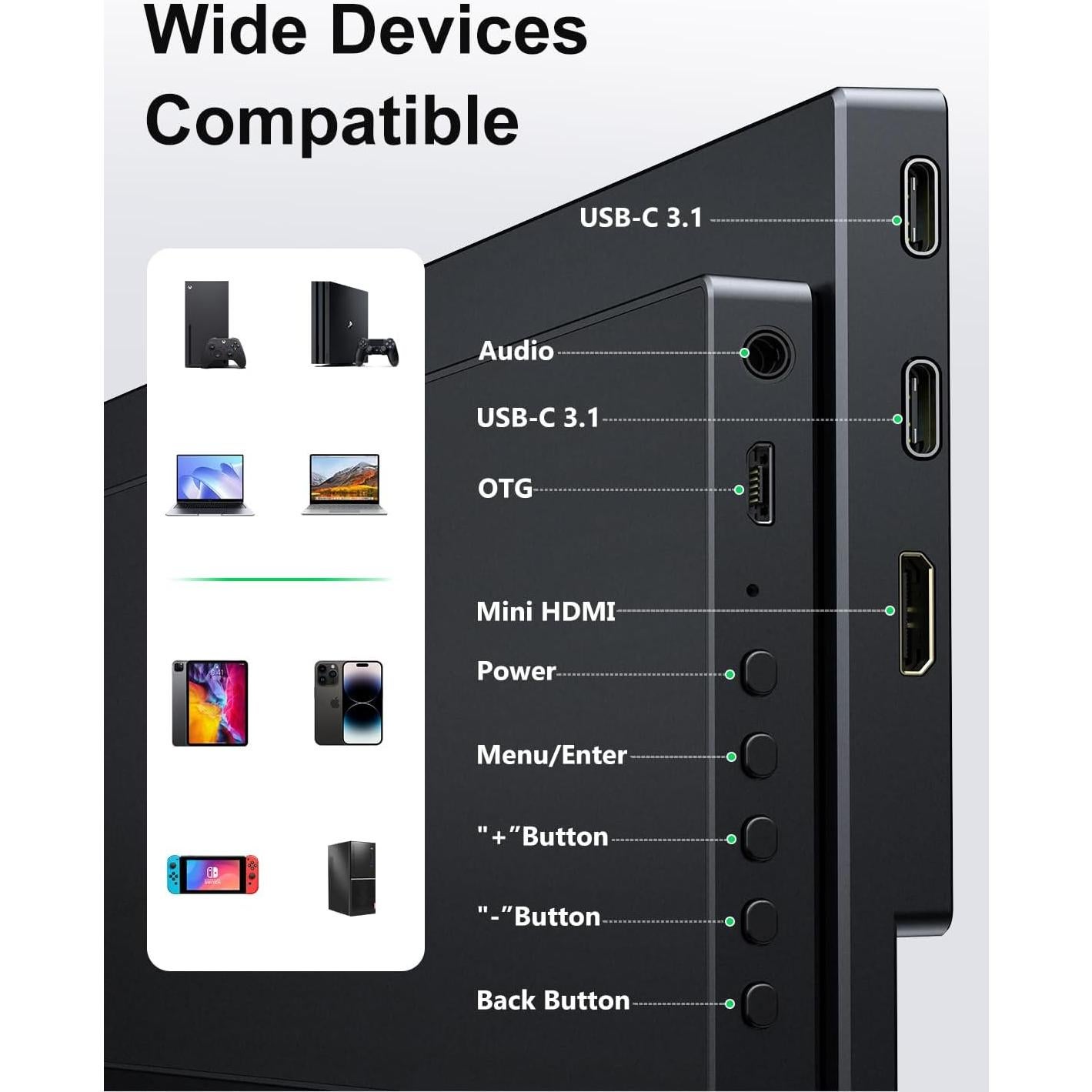 Monitor Portátil MAGICRAVEN 14" 2K IPS Doble USB-C HDMI