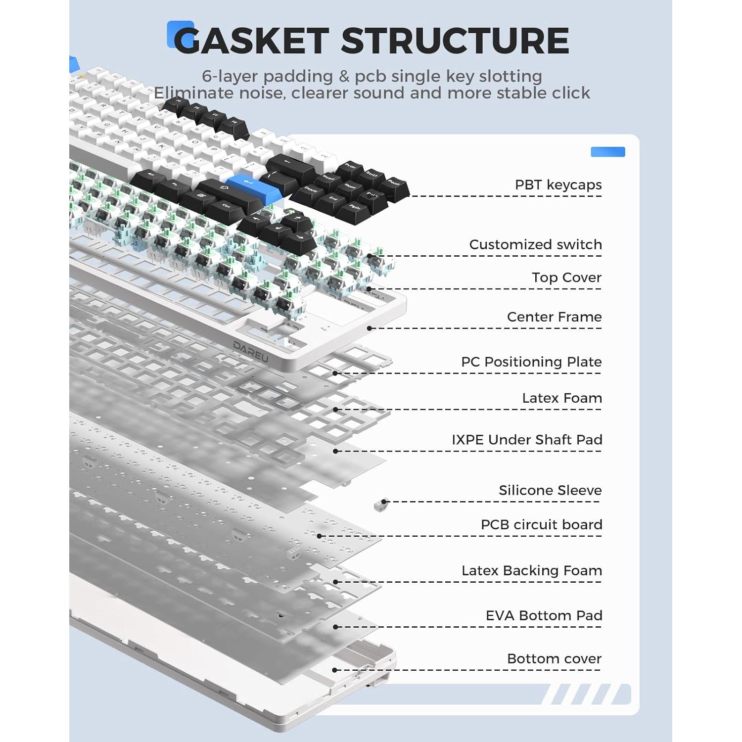 Teclado Mecánico Inalámbrico DAREU EK87PRO TKL RGB 80%