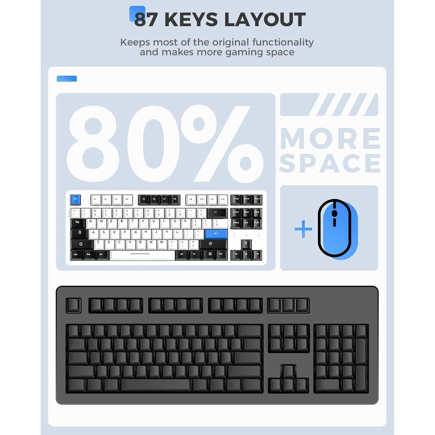 Teclado Mecánico Inalámbrico DAREU EK87PRO TKL RGB 80%