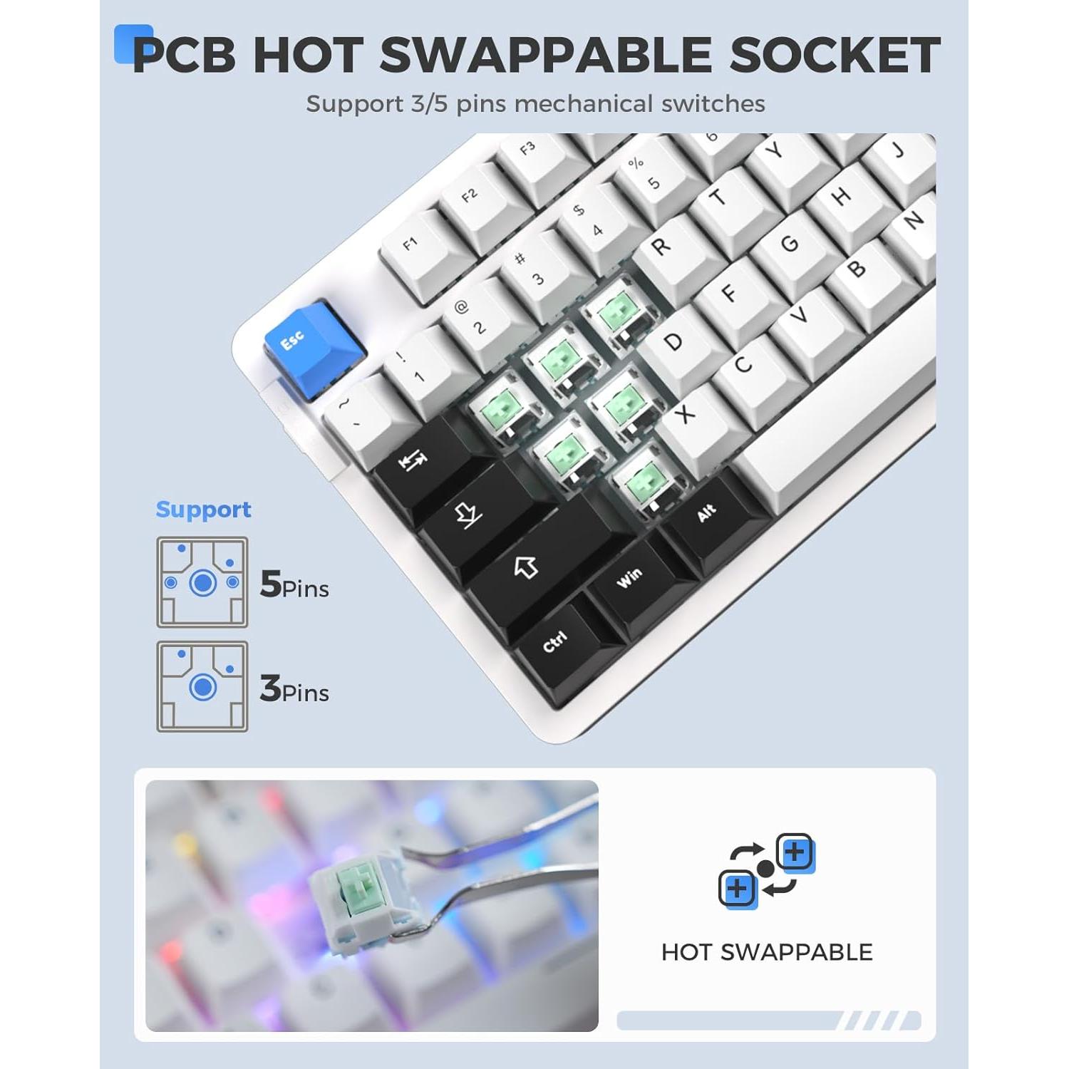 Teclado Mecánico Inalámbrico DAREU EK87PRO TKL RGB 80%