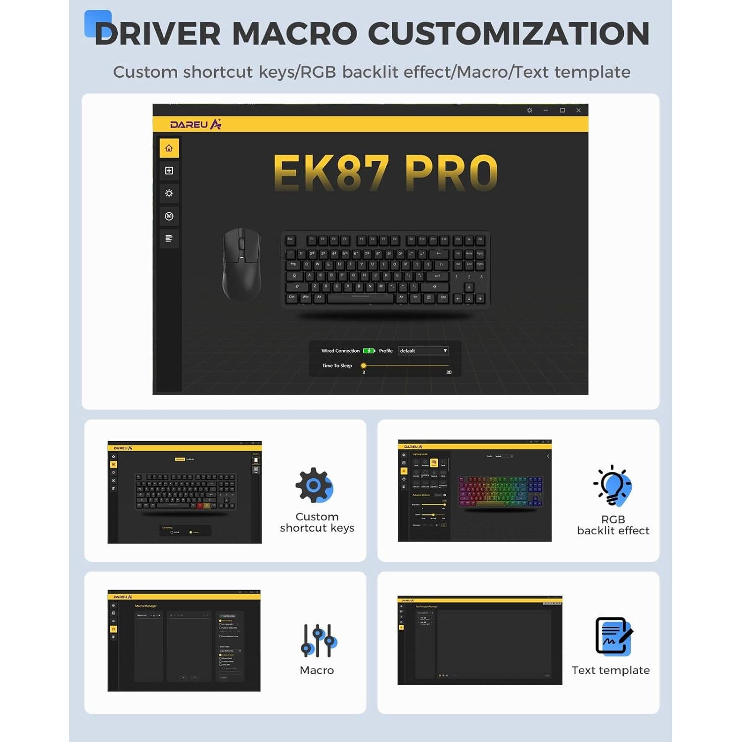 Teclado Mecánico Inalámbrico DAREU EK87PRO TKL RGB 80%