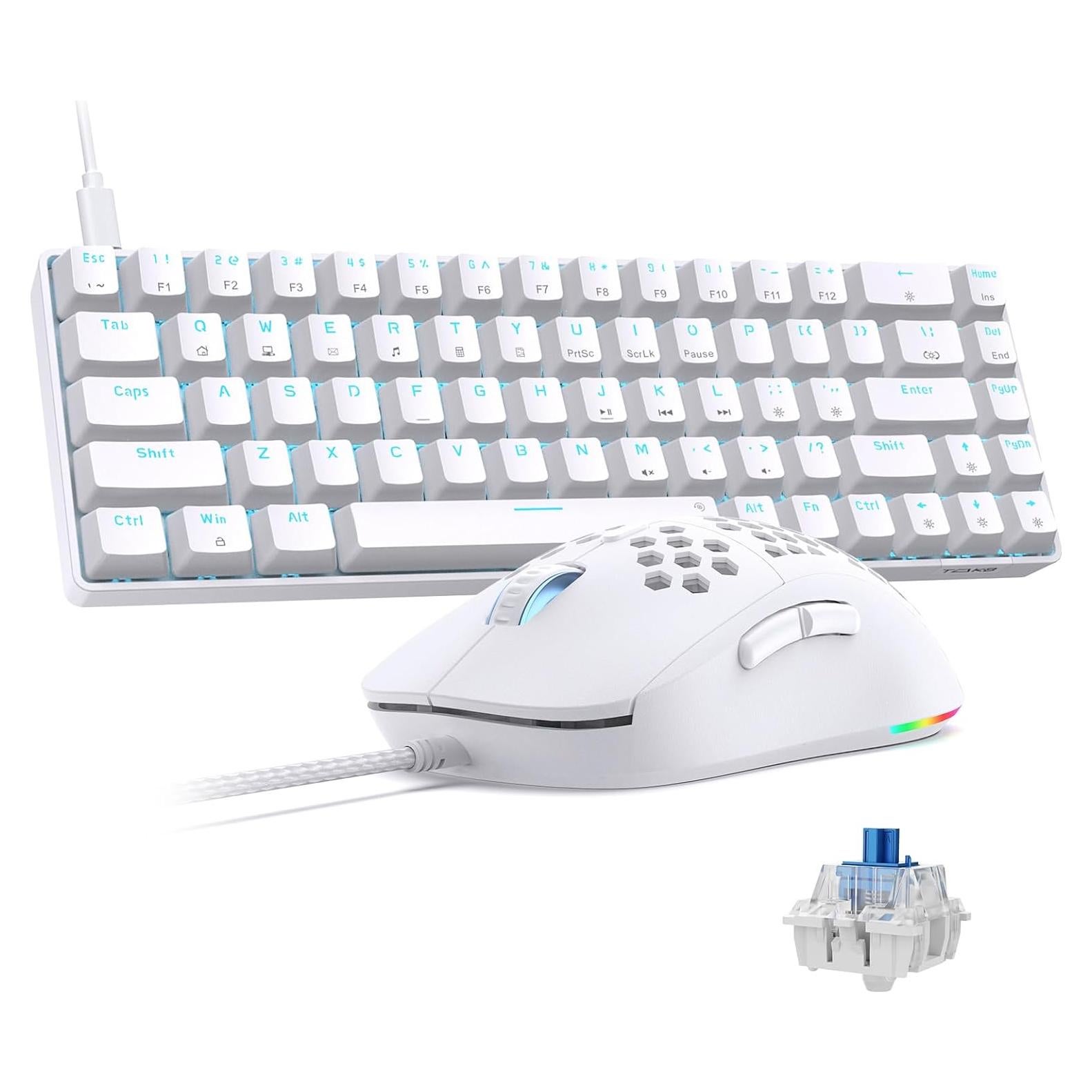 Combo Gaming TMKB: Teclado Mecánico T68SE y Ratón Óptico 12800DPI