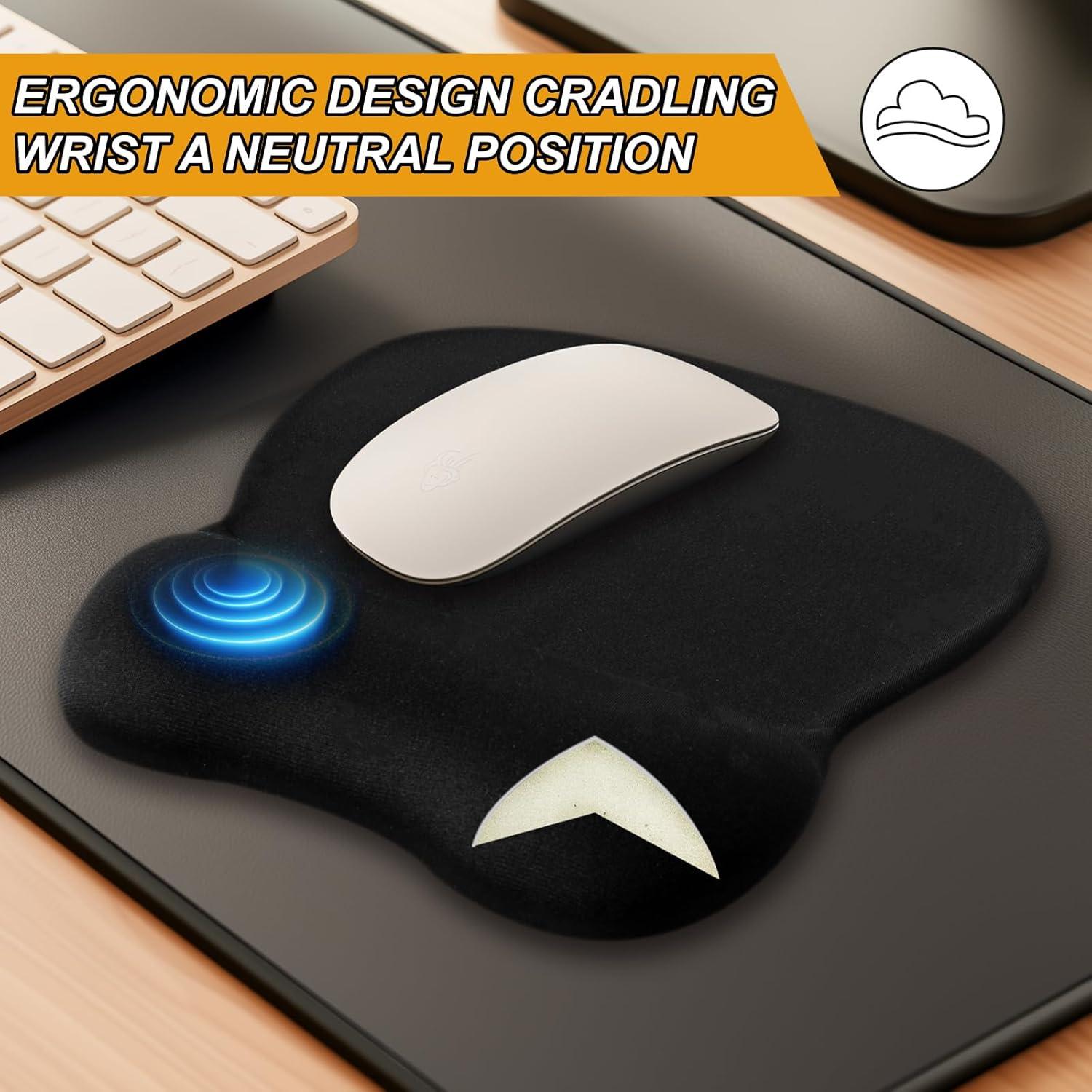Ergonomic Mouse Pad with Wrist Support Gel Mouse Pad with Wrist Rest, Comfortable Computer Mouse Pad for Laptop, Pain Relief Mousepad for Office & Home, Forest Green