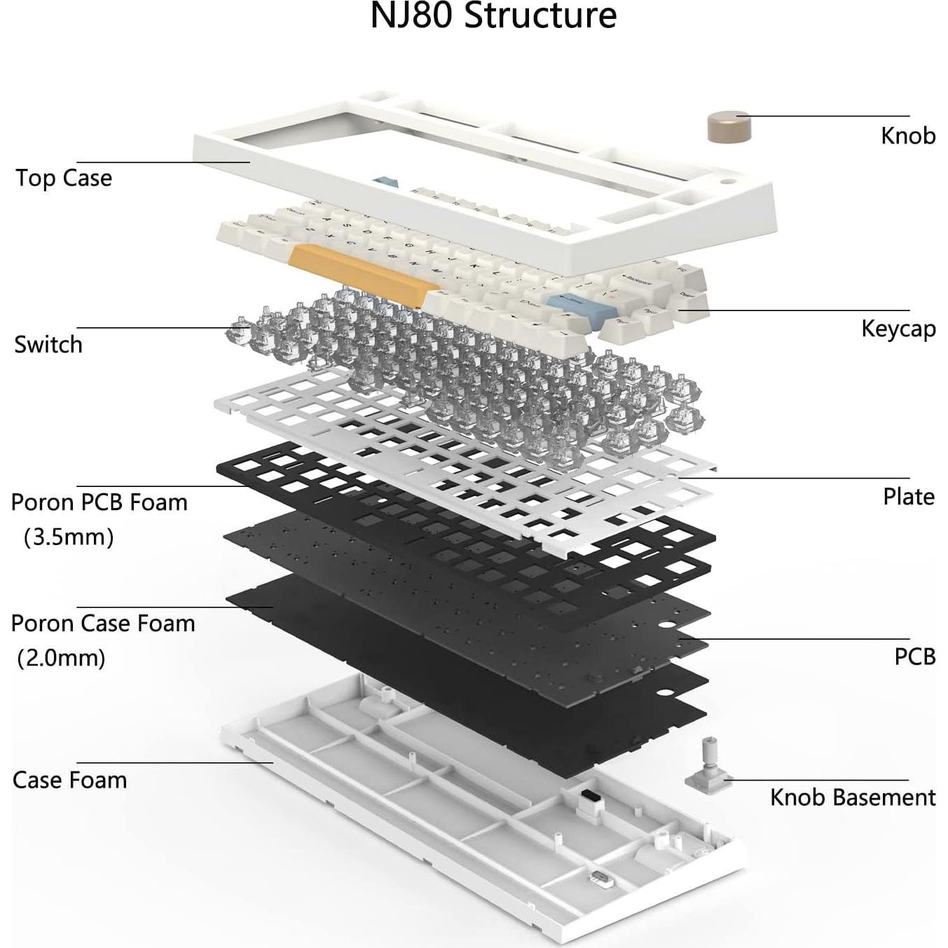 Teclado Mecánico Inalámbrico Keydous NJ80-AP RGB PBT 75%