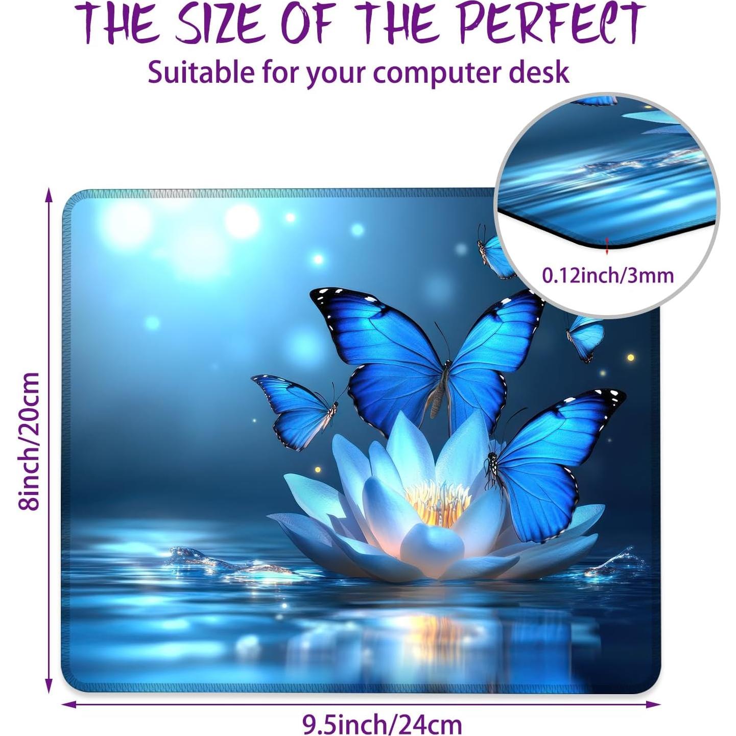 Alfombrilla de Ratón Ghatobty Mariposas Azules 24.1x20.3 cm