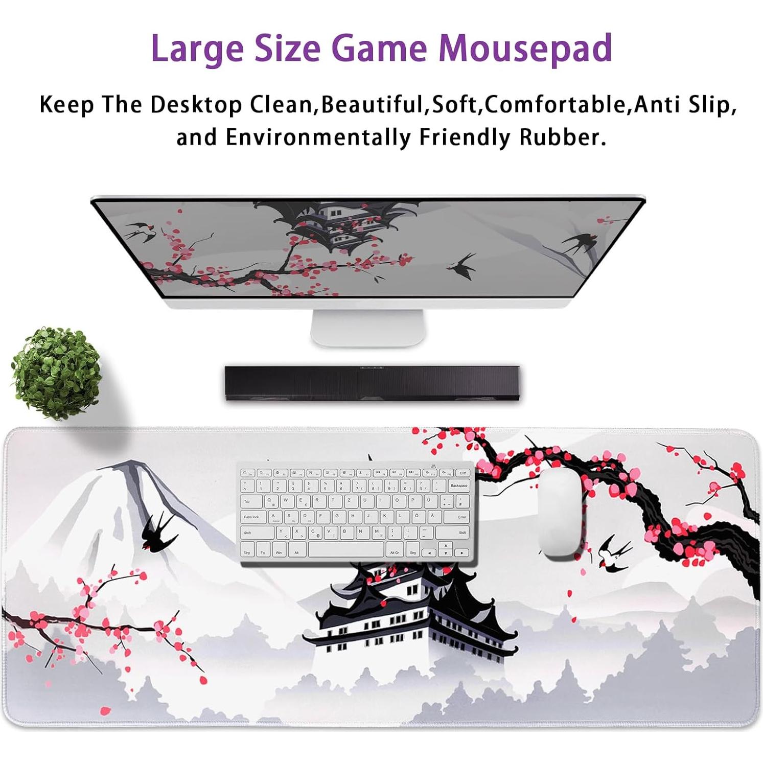Alfombrilla de Ratón Grande MEWOOCUE Flor de Cerezo 90x40cm
