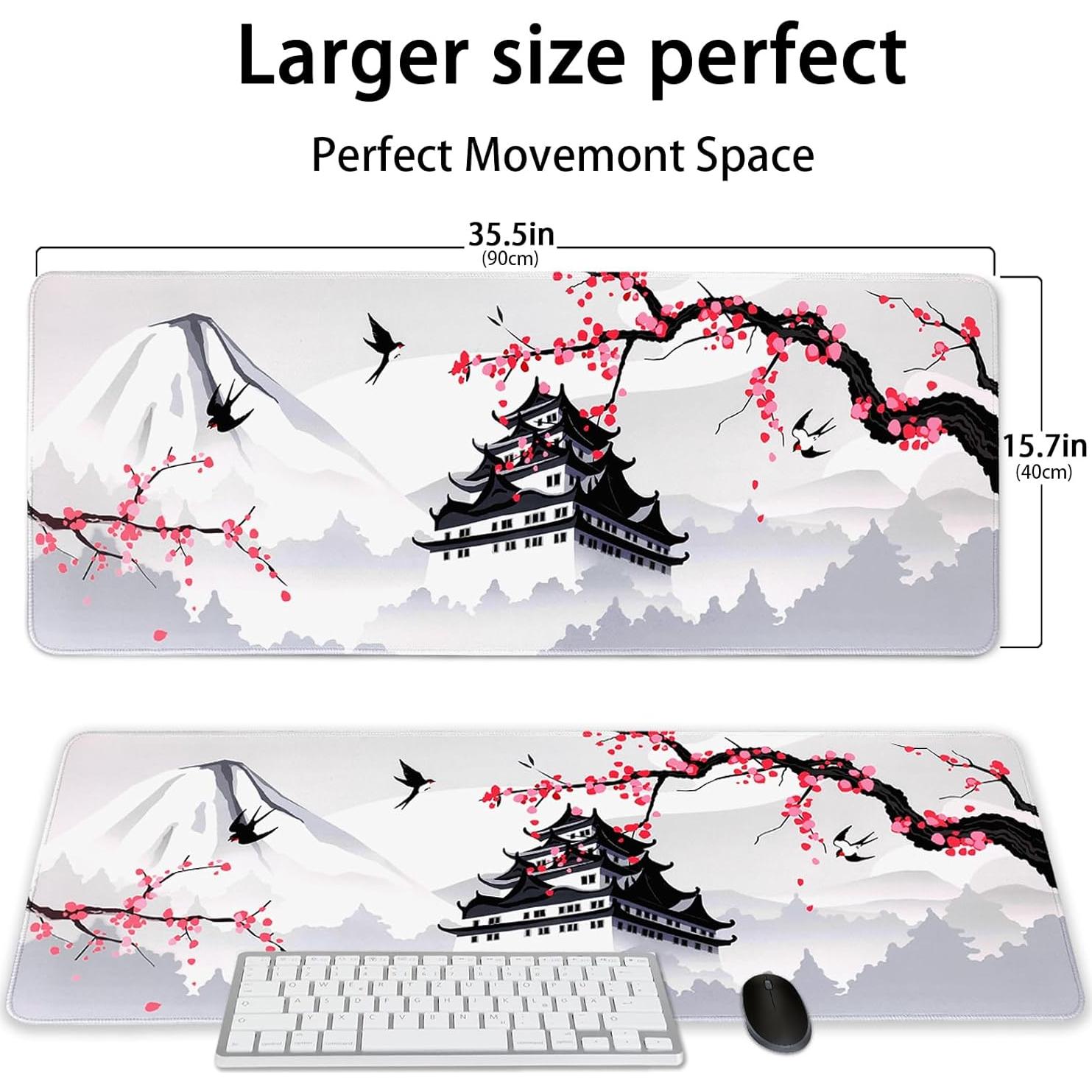 Alfombrilla de Ratón Grande MEWOOCUE Flor de Cerezo 90x40cm